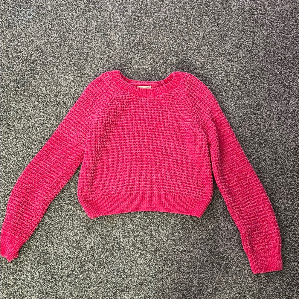 Altar'd State Pink Crew Neck Sweater Chunky Knit